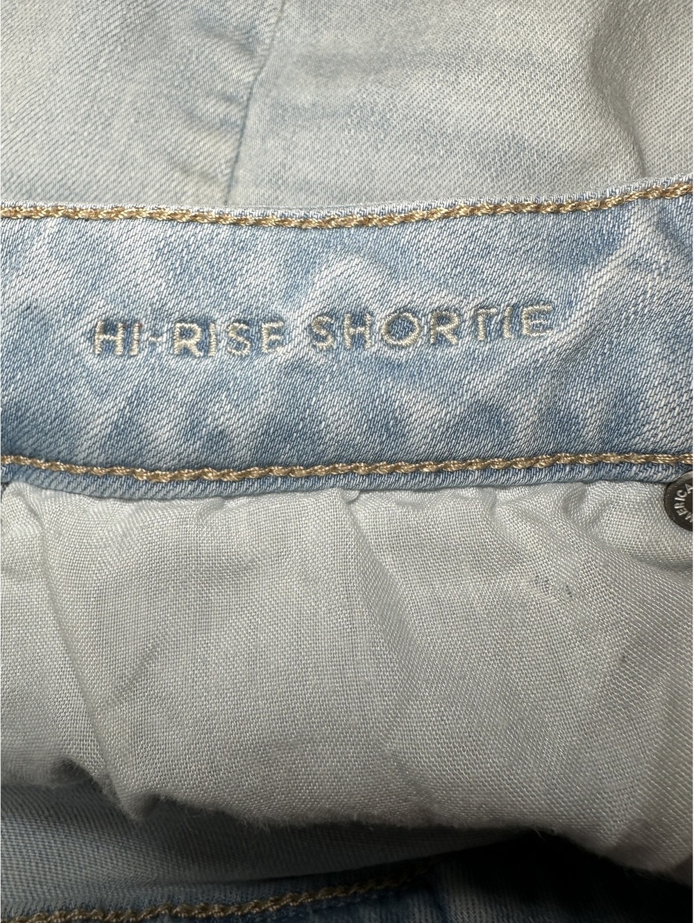 American Eagle Light Wash Hi-Rise Shortie Denim Shorts Size 10 - Picture 5 of 6